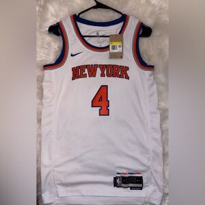 Nike White New York Basketball Jersey with Orange & Blue Accents #4